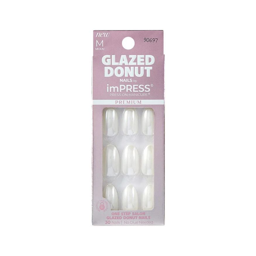 Kiss New York Unha Postiça Impress Glazed Donut Vanilla Glazed - Branco