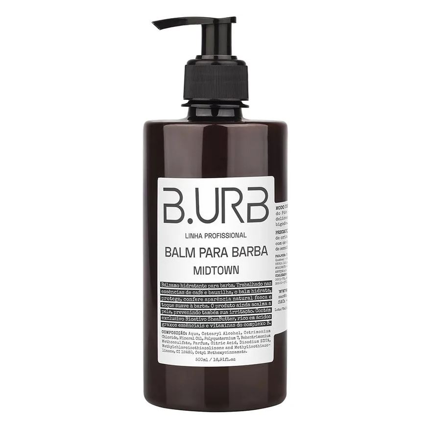 B.urb Balm para Barba Midtown 500ml Profissional Bancada Barbearia Barba Urbana