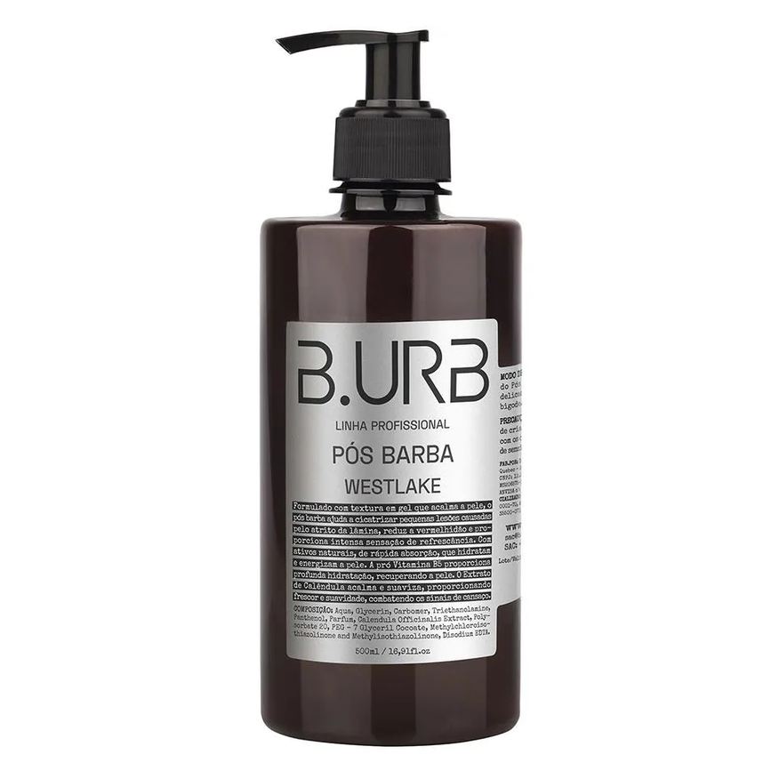 B.urb Loção Pós Barba Westlake 500ml Profissional Bancada Barbearia Barba Urbana