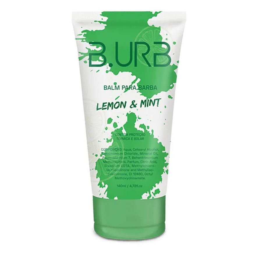 B.Urb Balm para Barba Lemon & Mint Proteção Térmica E Solar 140ml Barba Urbana