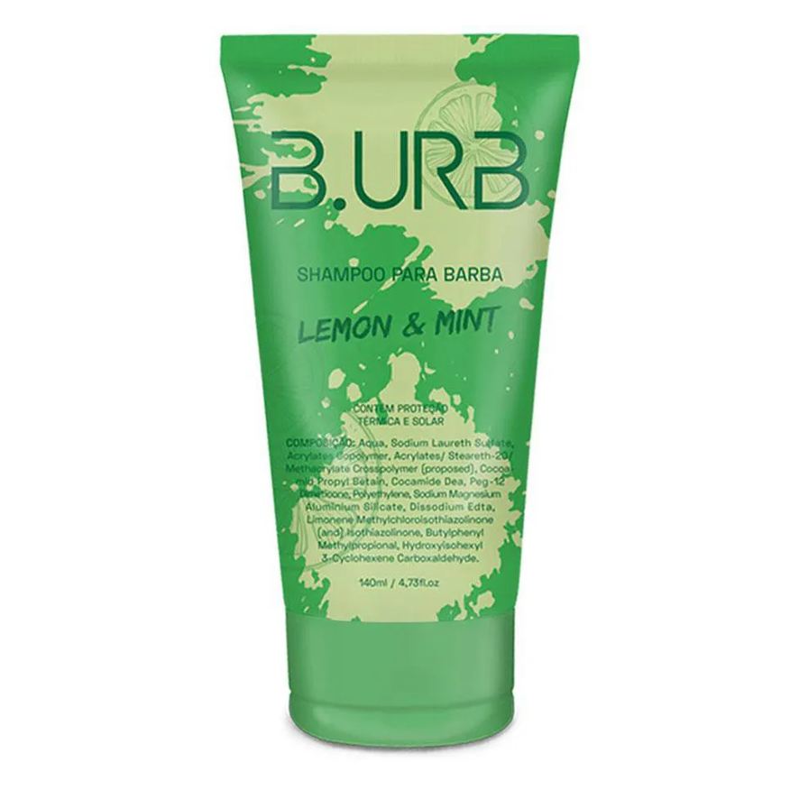 B.Urb Shampoo para Barba Lemon & Mint Proteção Térmica E Solar 140ml Barba Urbana