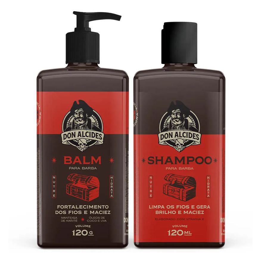 Don Alcides Kit Balm + Shampoo Barba Negra Amadeirado Maciez e Hidratação 120g