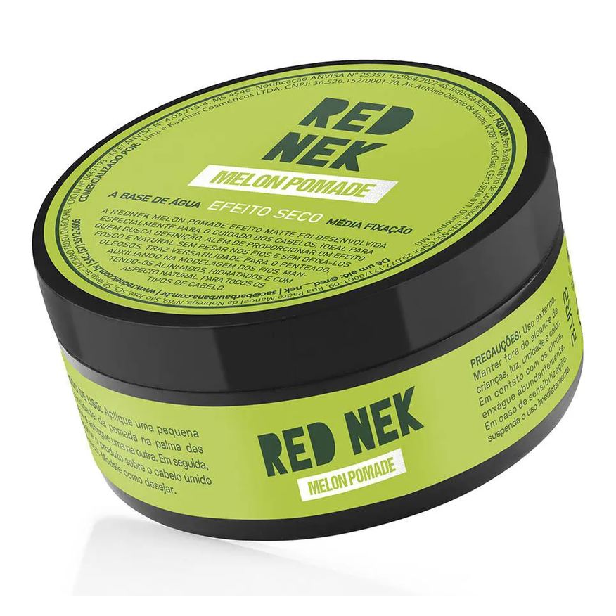Pomada Melon Efeito Seco Média Fixação Base de Água 70g Red Nek