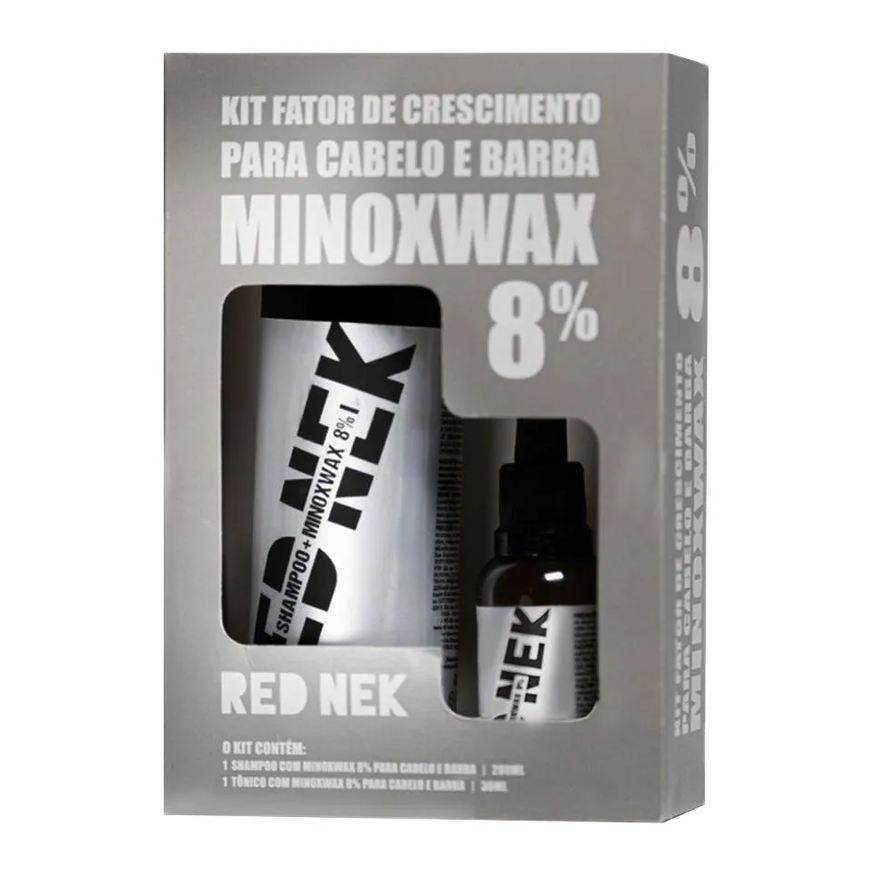 Rednek Kit Minoxwax 8% Shampoo + Tônico Fator de Crescimento Barba e Cabelo Red Nek
