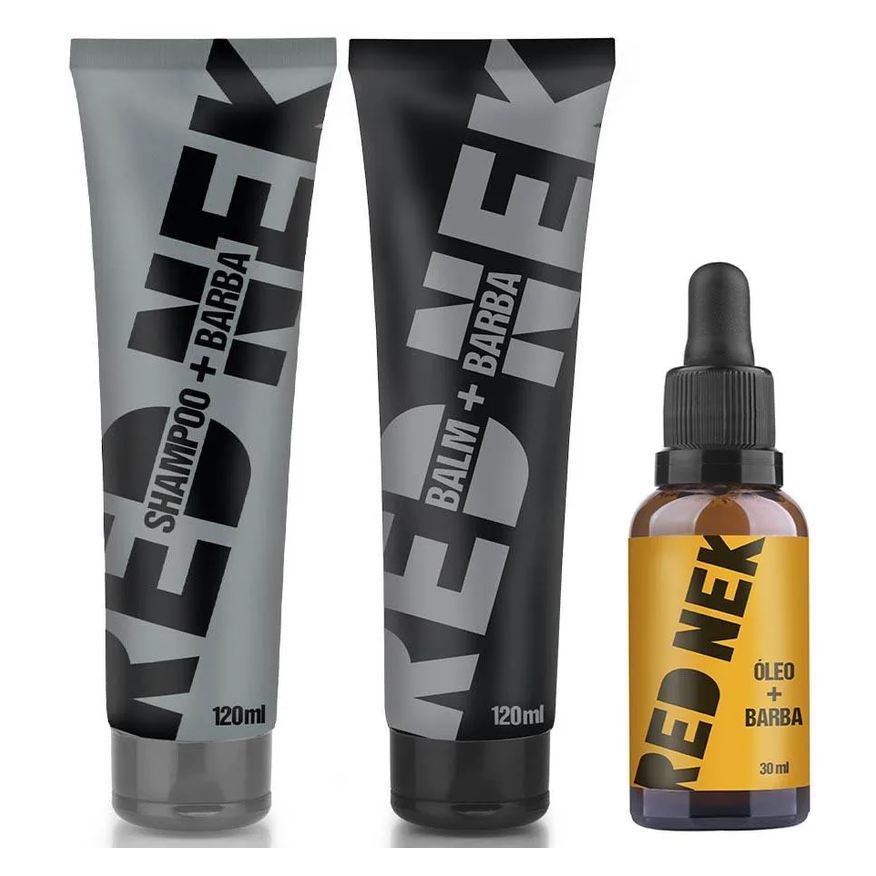 Rednek Kit Barba Shampoo + Bálsamo + Óleo Hidratante para Barba Red Nek