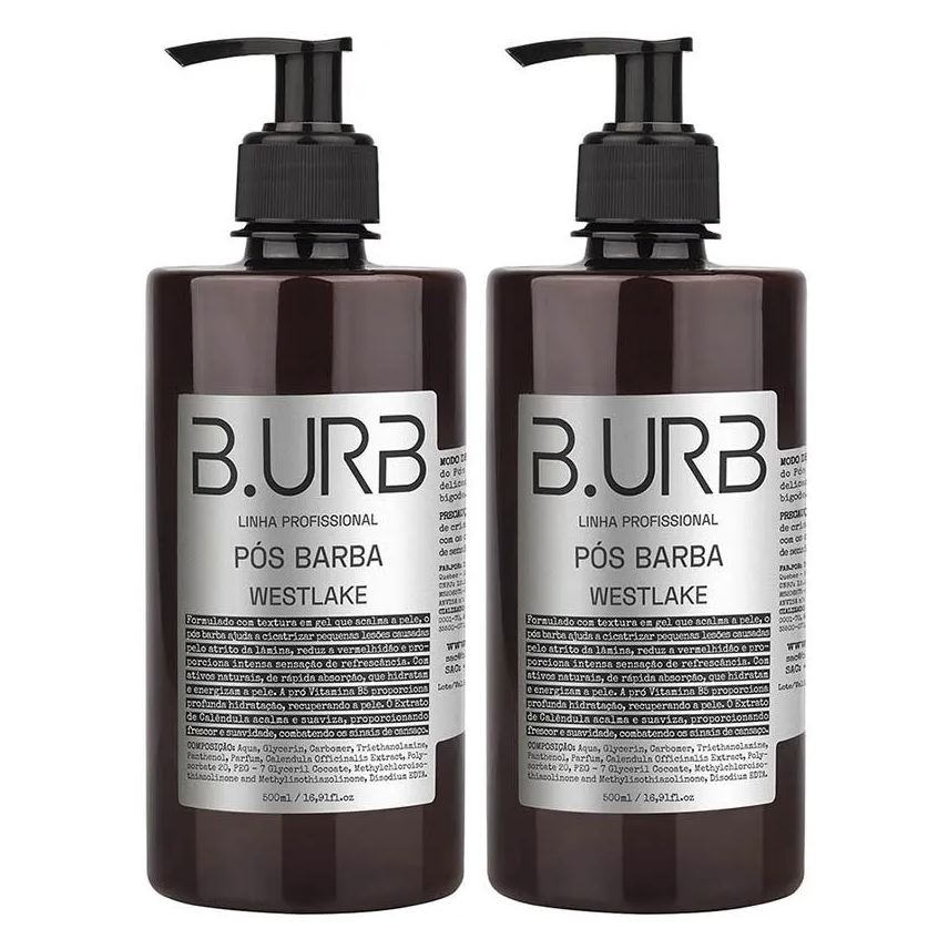 B.urb Kit 2 Loção Pós Barba Westlake 500ml Profissional Bancada Barbearia Barba Urbana