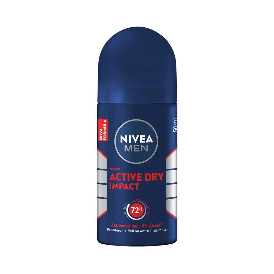 Nivea Desodorante Antitranspirante Roll-On Men Active Dry Impact 72h Sem Álcool 50ml