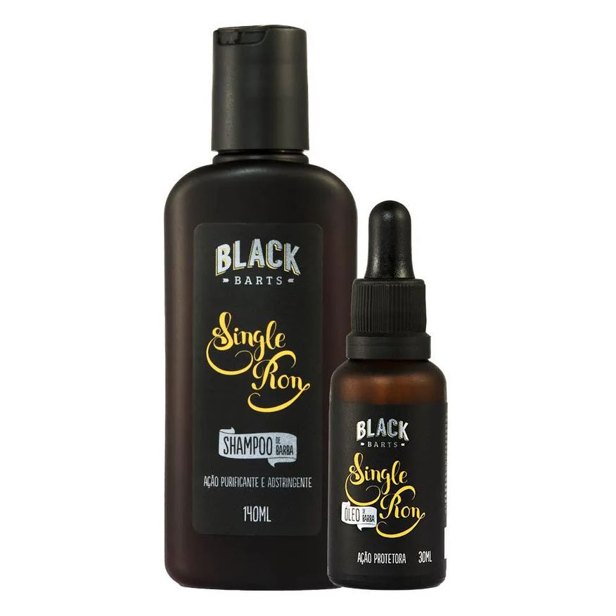 Black Barts Kit Shampoo de Barba + Óleo Hidratante Single Ron