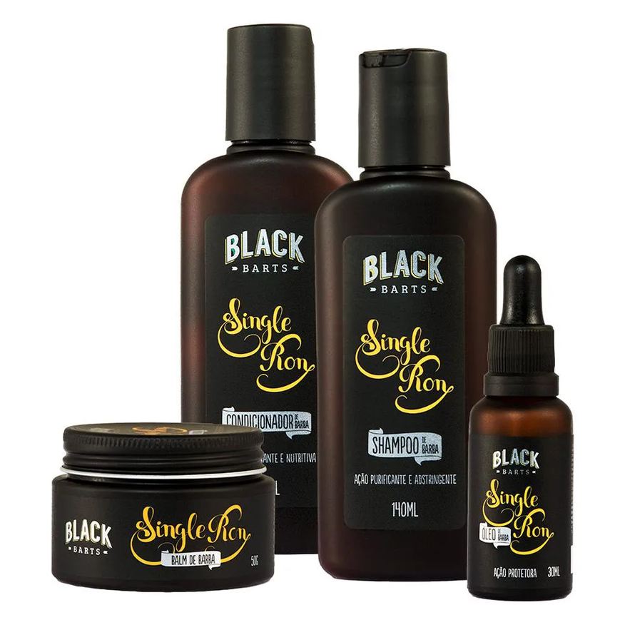 Black Barts Kit Barba Shampoo + Balm + Condicionador + Óleo Single Ron