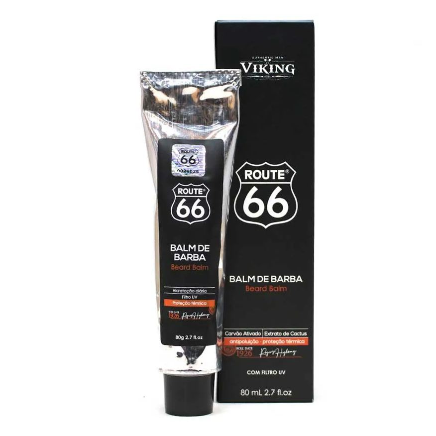 Viking Balm de Barba Route 66 com Proteção Térmica e Carvão Ativado 80ml