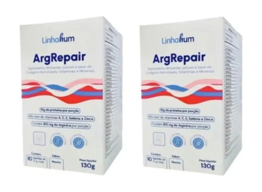 Linhahum Kit 2 Cx Argrepair Suplemento Cicatrização Pós Op 130g Branco Neutro