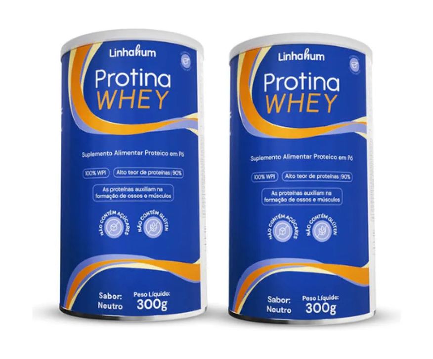 Linhahum 2un Protina Whey Suplem 100% Proteina Isolada Leite Neutro