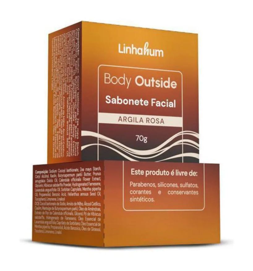 Linhahum Sabonete Facial Argila Rosa Body Outside 70g