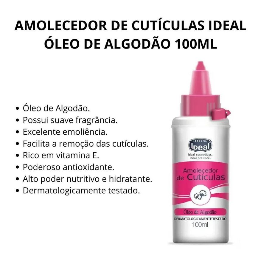 de Amolecedor Cutículas Ideal Óleo de Algodão 100ml
