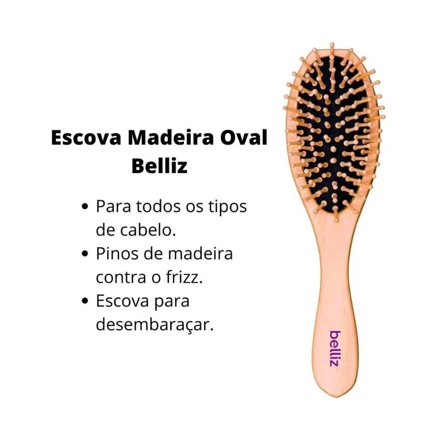 Madeira Escova Belliz Oval com Cerdas de Madeira Cód. 440