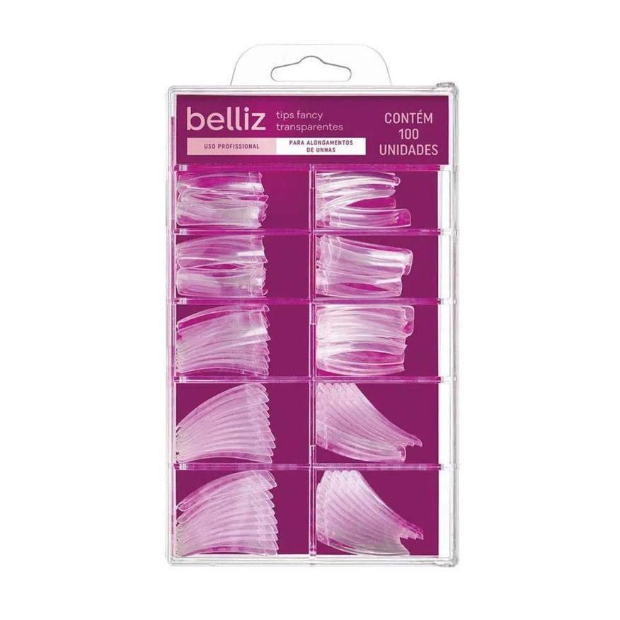 Big Universo Tips para Alongamento de Unha Belliz Curva C Transparente C/100 Uni Cód.1298