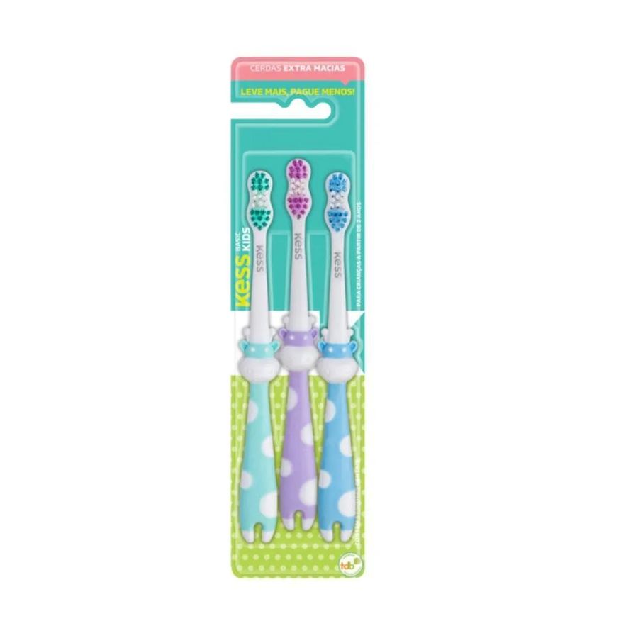 Big Universo Escova Dental Basic Kids Kess Belliz C/3 Unidades Ref. 2566