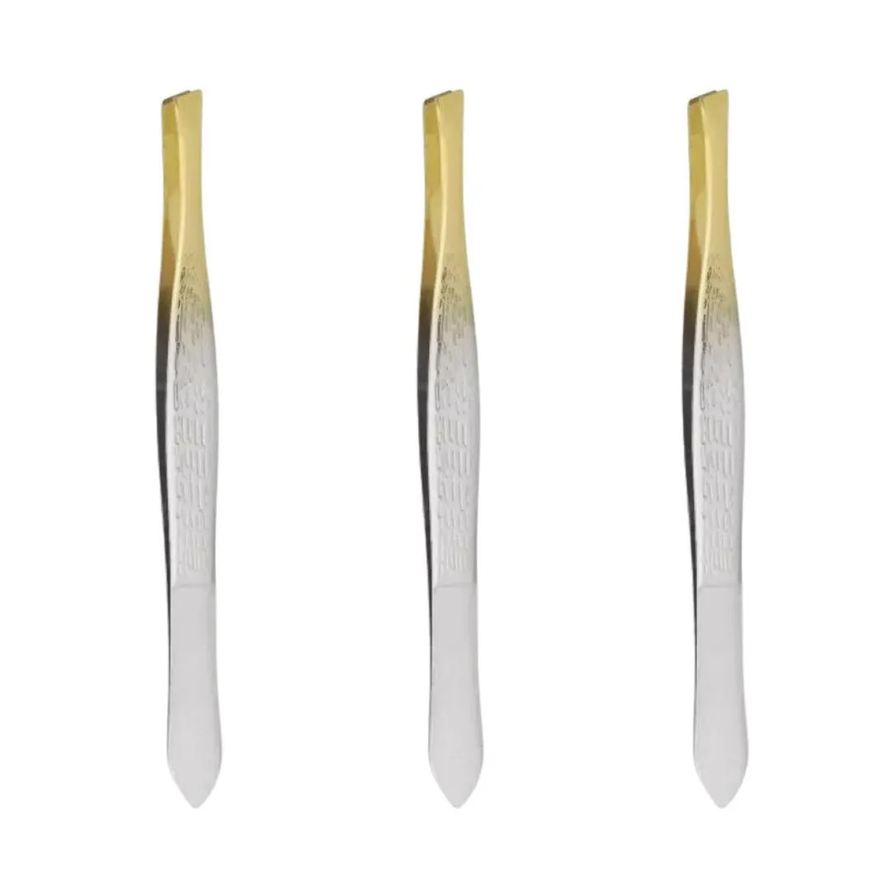 Pinças Kit Belliz Enox Ponta Dourada Diagonal Cod.1707 C/3