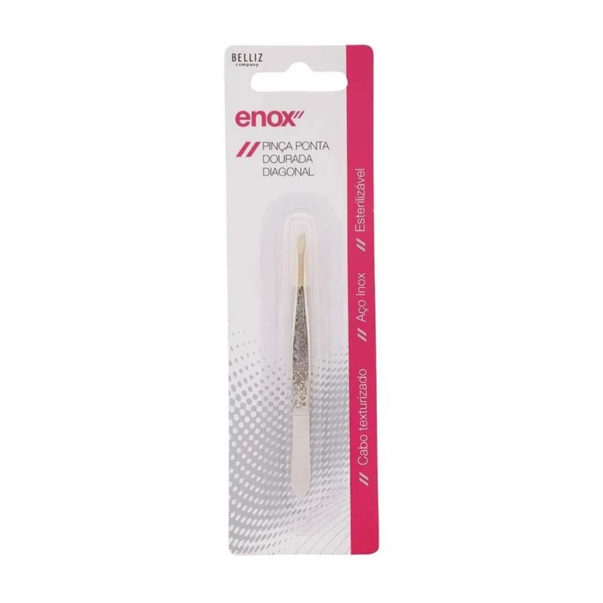Pinças Kit Belliz Enox Ponta Dourada Diagonal Cod.1707 C/3