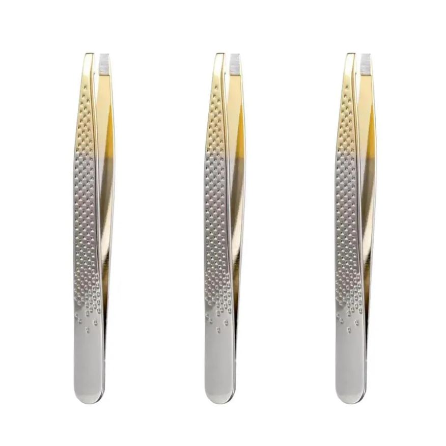 Pinças Kit Silver Gold Enox Belliz Ponta Reta Ref. 1700 C/3