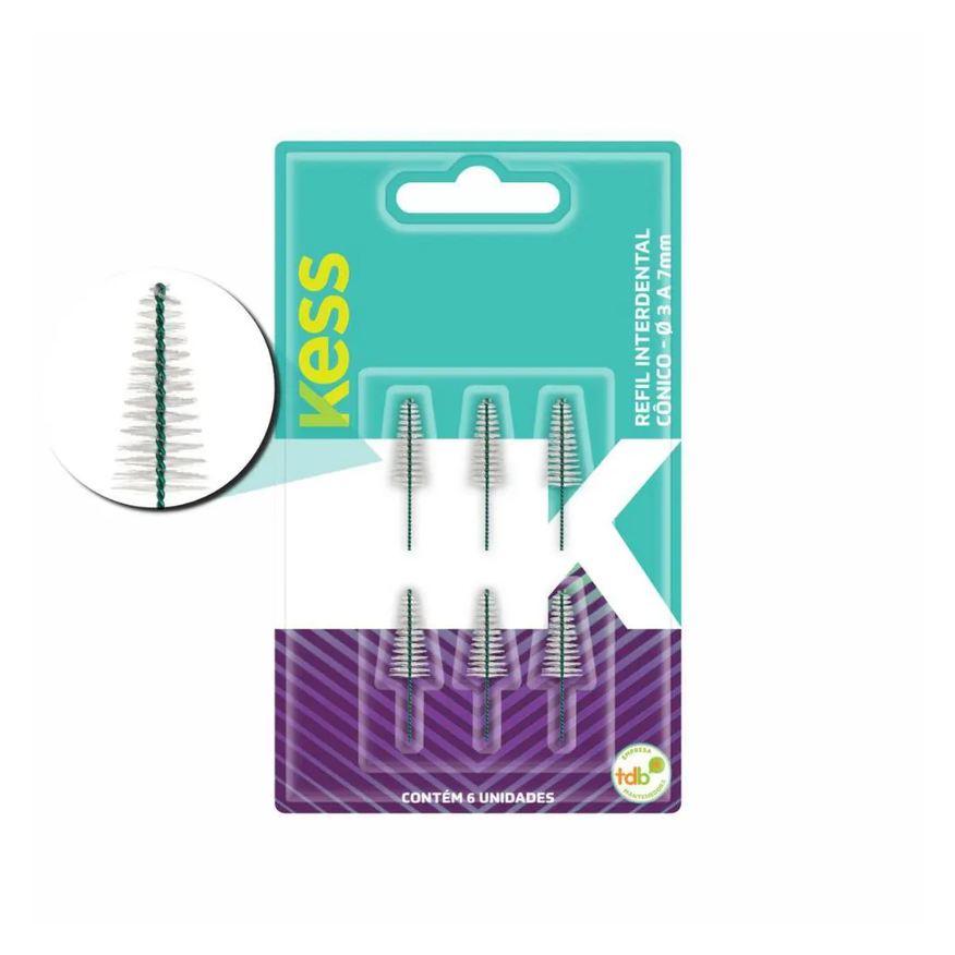 Interdental Refil Cônico Kess Ø 3 A 7mm C/6un Cód.1993
