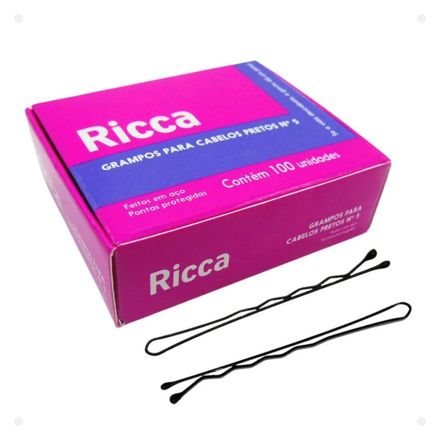 Big Universo Grampos para Cabelos Pretos Ricca Nº 5 com 100 unidades Cód. 3107