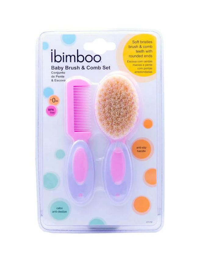 Ibimboo Kit Pente Escova com Cerdas Naturais Pink