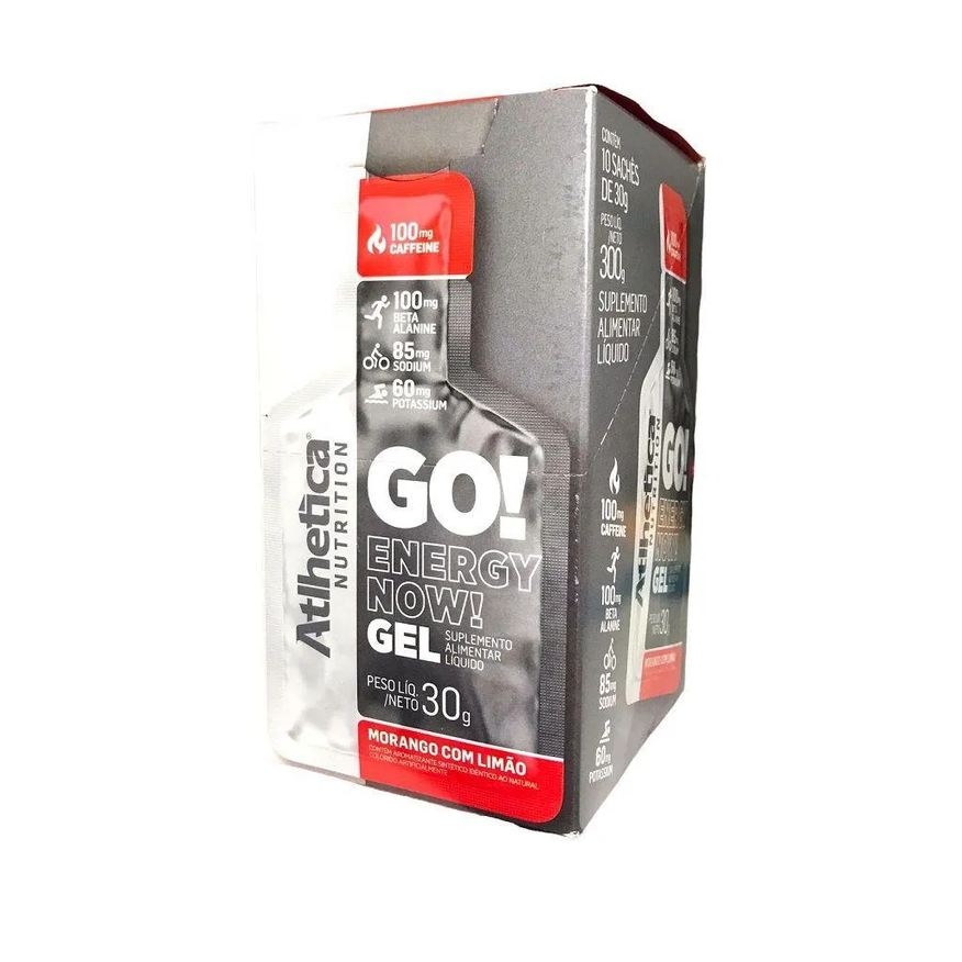 Atlhetica Nutrition Go Energy Now Gel (Display 10 Unid. 30g) - Sabor: Morango com Limão