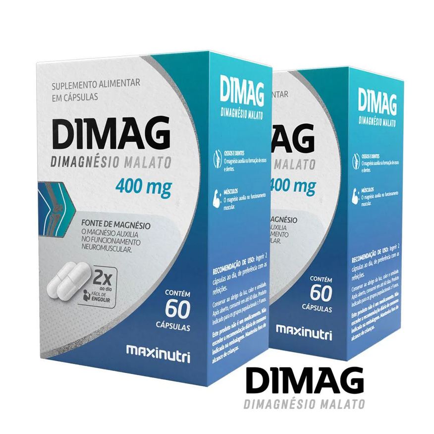 Maxinutri Kit 2 Dimag Dimalato de Magnésio 400mg 60 Capsulas