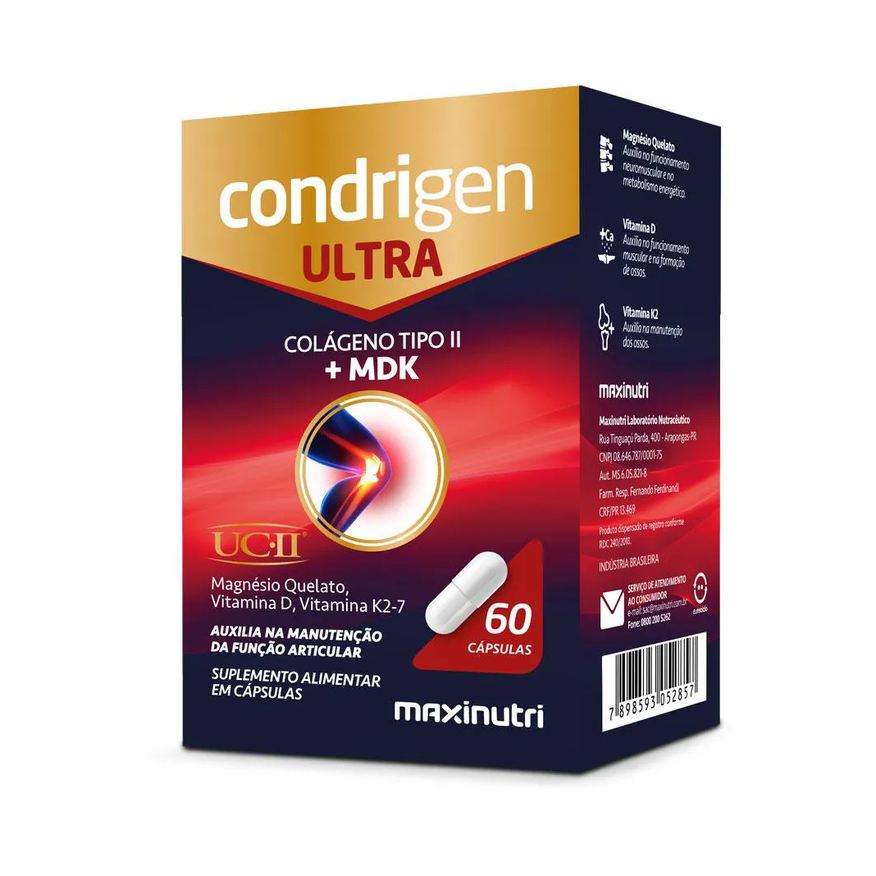 MAXINUTRI CONDRIGEN ULTRA COLáGENO TIPO 2 UCII + MAGNéSIO QUELATO K2-7 60 Cápsulas