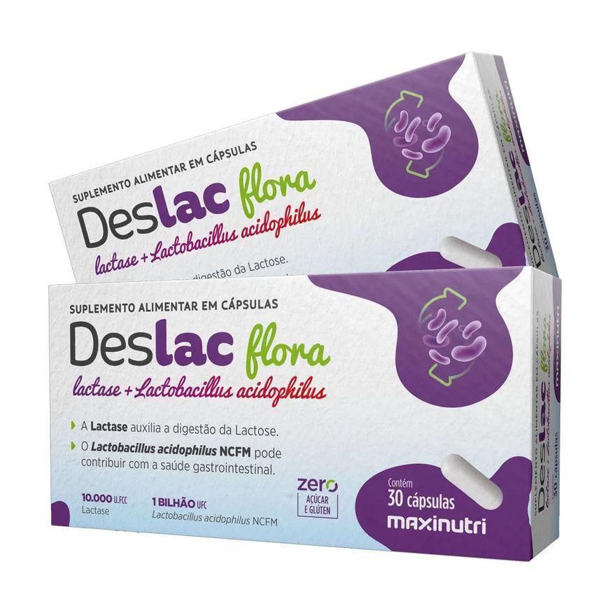 MAXINUTRI KIT 2 DESLAC FLORA LACTASE + LACTOBACILLUS ACIDOPHILUS 30 Cápsulas