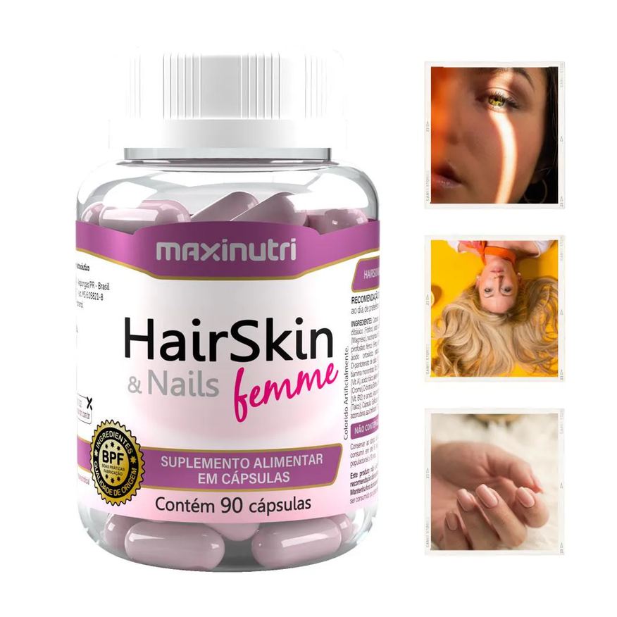 MAXINUTRI HAIRSKIN E NAILS FEMME BIOTINA E MINERAIS 90 Cápsulas