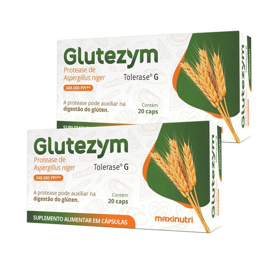 MAXINUTRI KIT 2 GLUTEZYM AUXILIA NA INTOLERâNCIA AO GLúTEN NãO CELíACA 20 Cápsulas