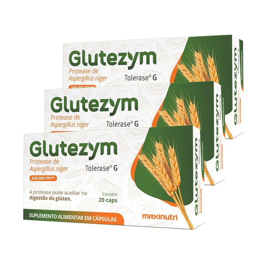 MAXINUTRI KIT 3 GLUTEZYM AUXILIA INTOLERâNCIA AO GLúTEN 20 Cápsulas
