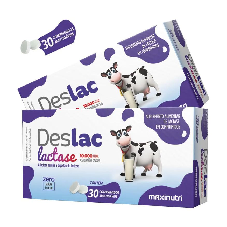 MAXINUTRI KIT 2 DESLAC LACTASE ENZIMA MASTIGáVEL 30 COMPRIMIDOS