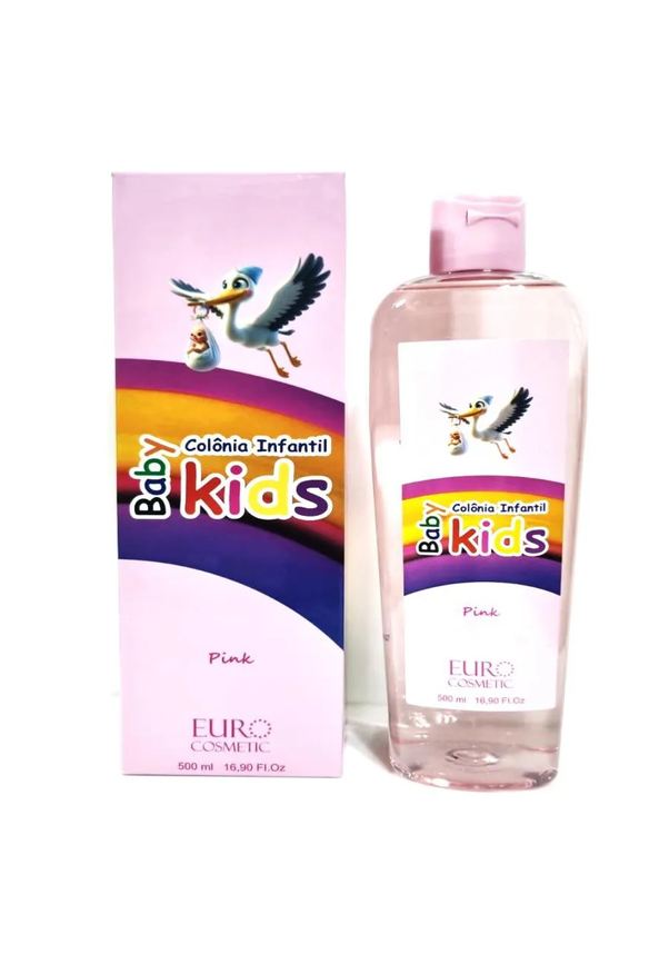 Euro Cosmetics Colônia Infantil Baby Kids Pink Euro Cosmetic 500ml