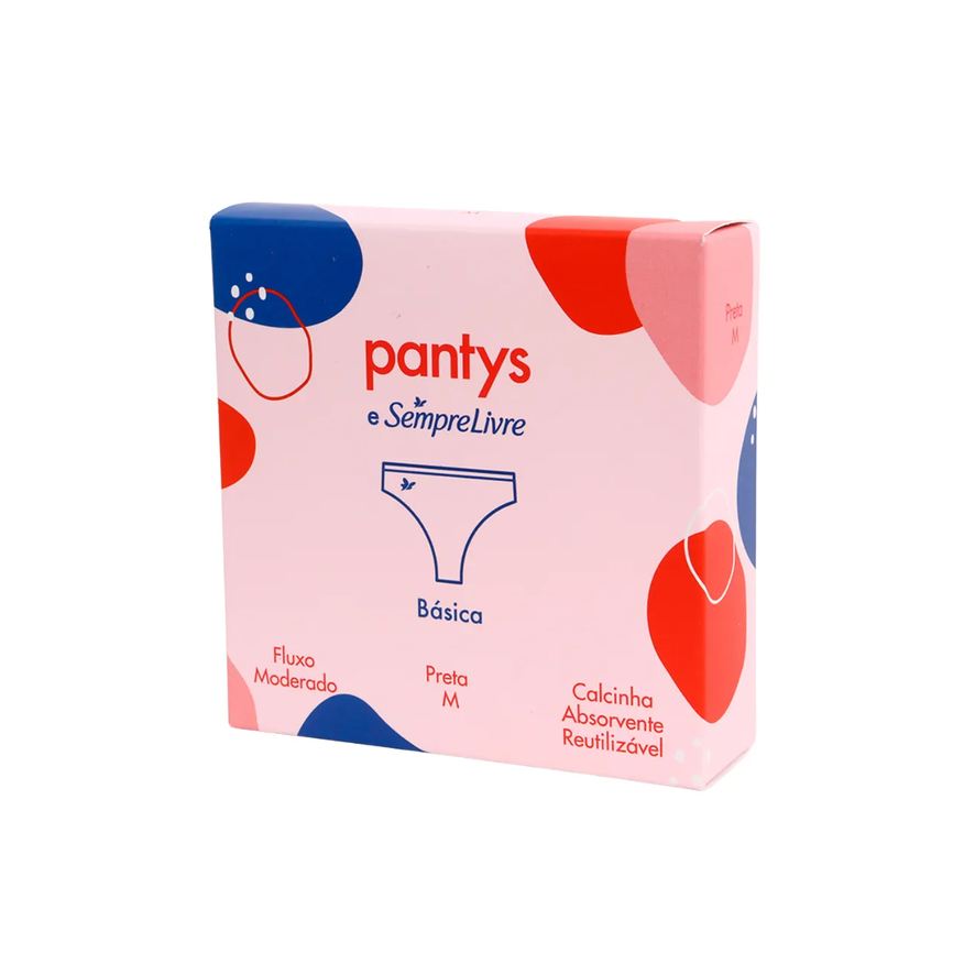 Pantys Calcinha Absorvente Menstrual Lavável e Sempre Livre Tamanho M Cor Preta
