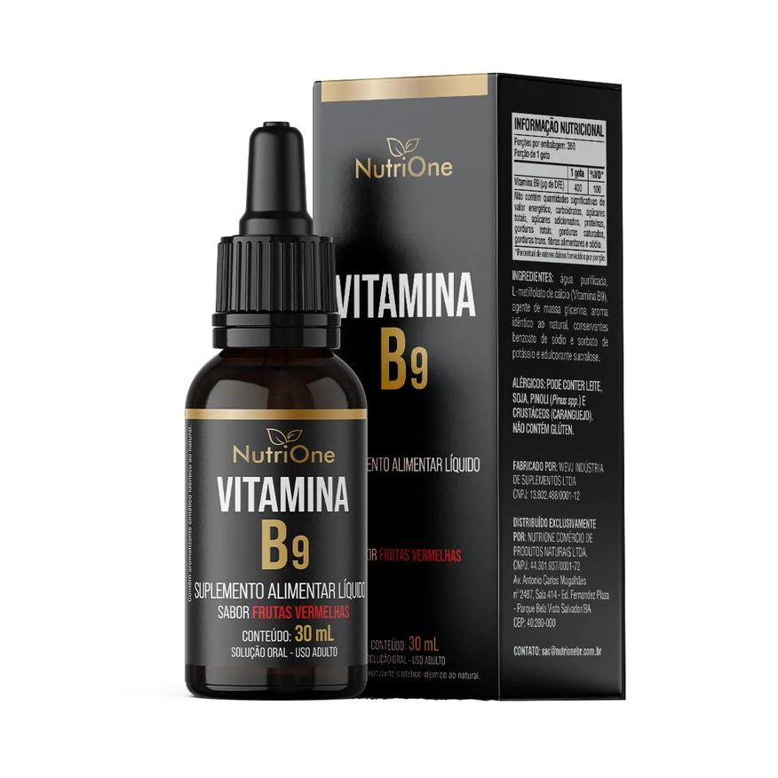 Nutrione Metilfolato, Vitamina B9, L-Metilfolato de Cálcio Líquido 360 Doses de 1 Gota