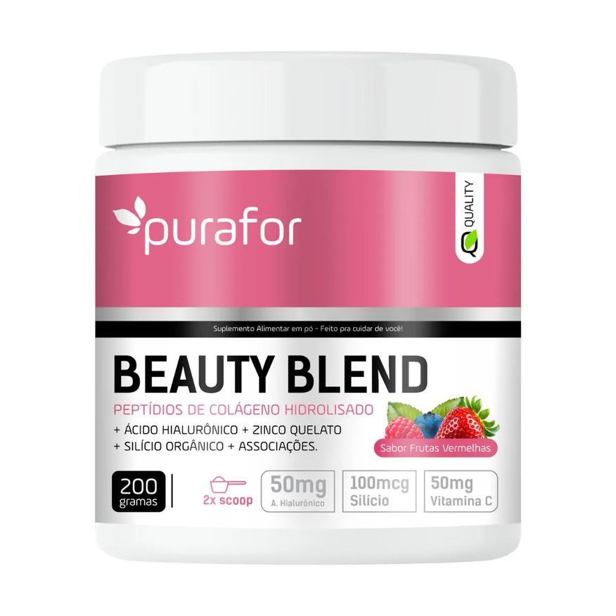 Purafor Colágeno Hidrolisado com Ácido Hialurônico, Vitamina C, Zinco, Biotina Beauty Blend Quality Saúde e Beleza 200g