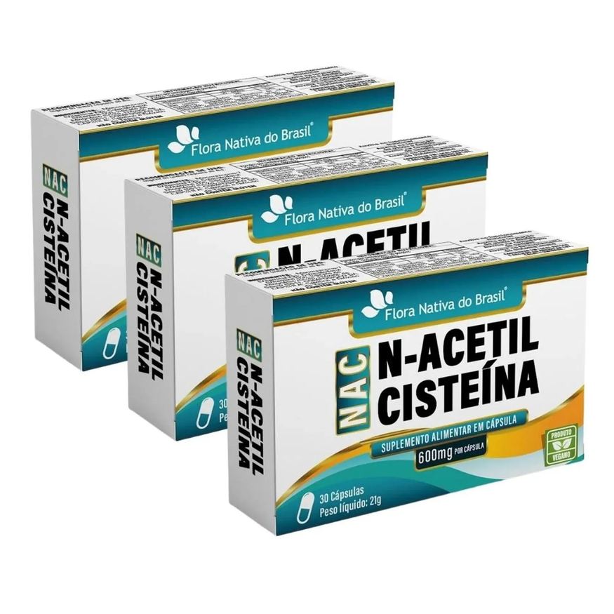 Flora Nativa Do Brasil Kit 3x Nac (acetilcisteina) 600mg 30 cápsulas - Flora Nativa