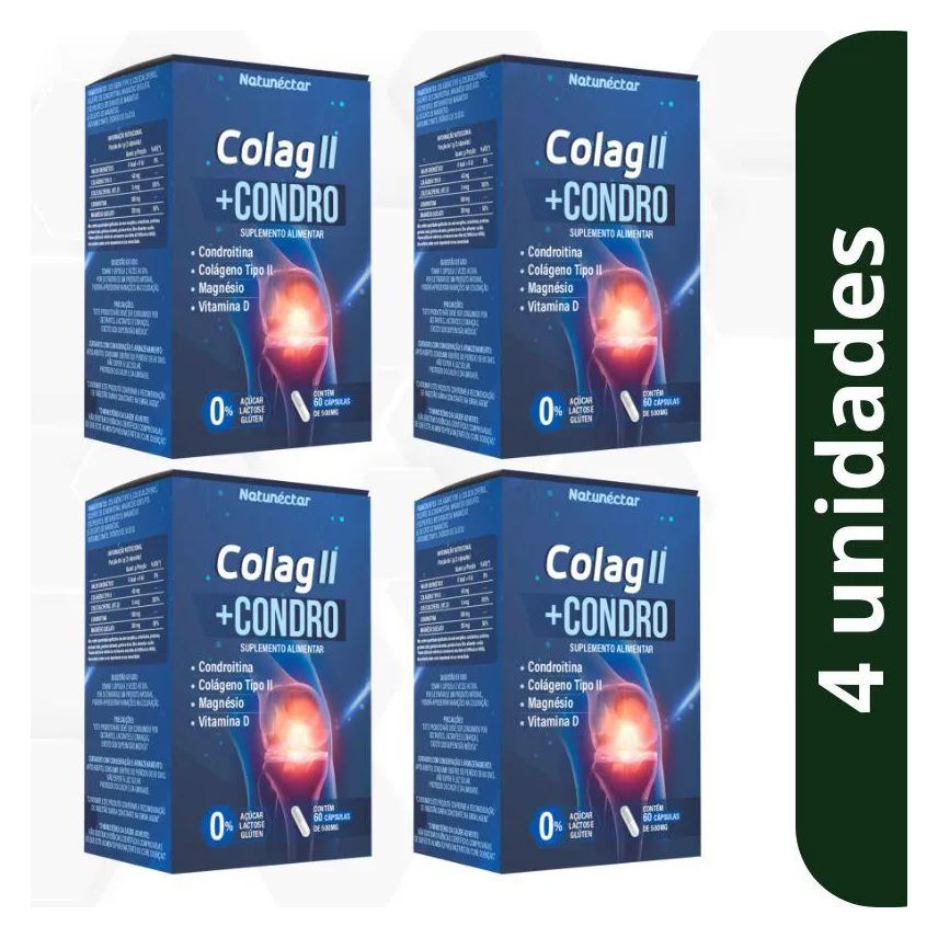 Natunéctar Kit Colágeno Tipo Ii + Condro 500mg - 4 Unid (240 Cápsulas)