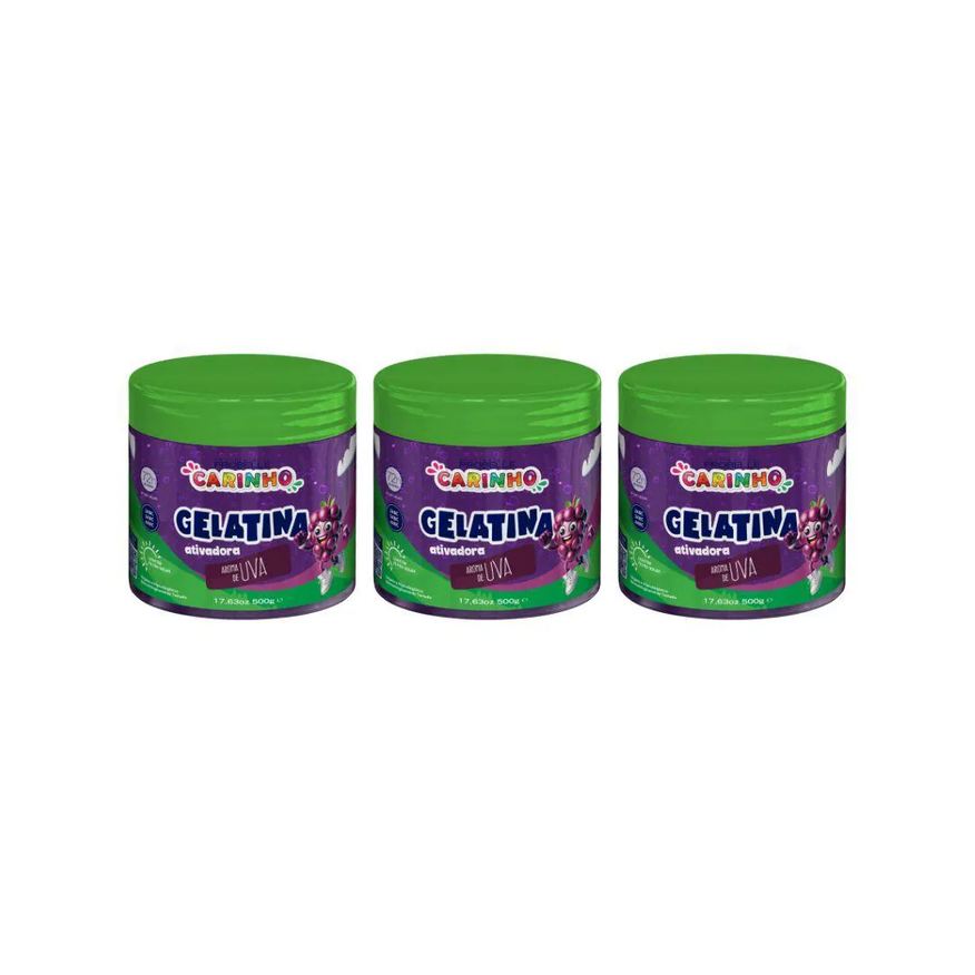 Probelle Gelatina Capilar Super Bonita 500g Carinho Uva - 3un