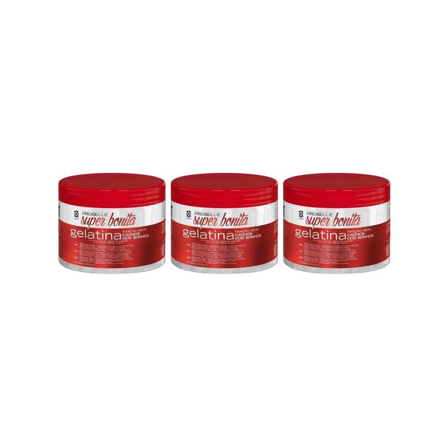 Probelle Gelatina Capilar Super Bonita 500g Cacho Sonhos 3un