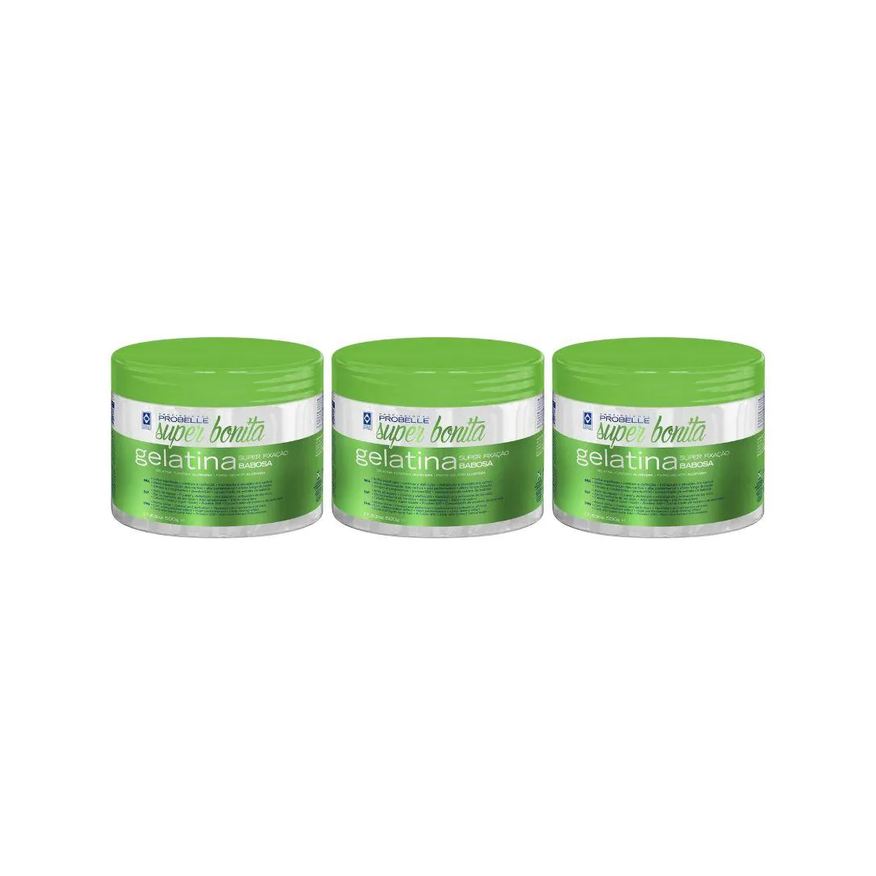 Probelle Gelatina Capilar Super Bonita 500g Babosa - Kit 3un