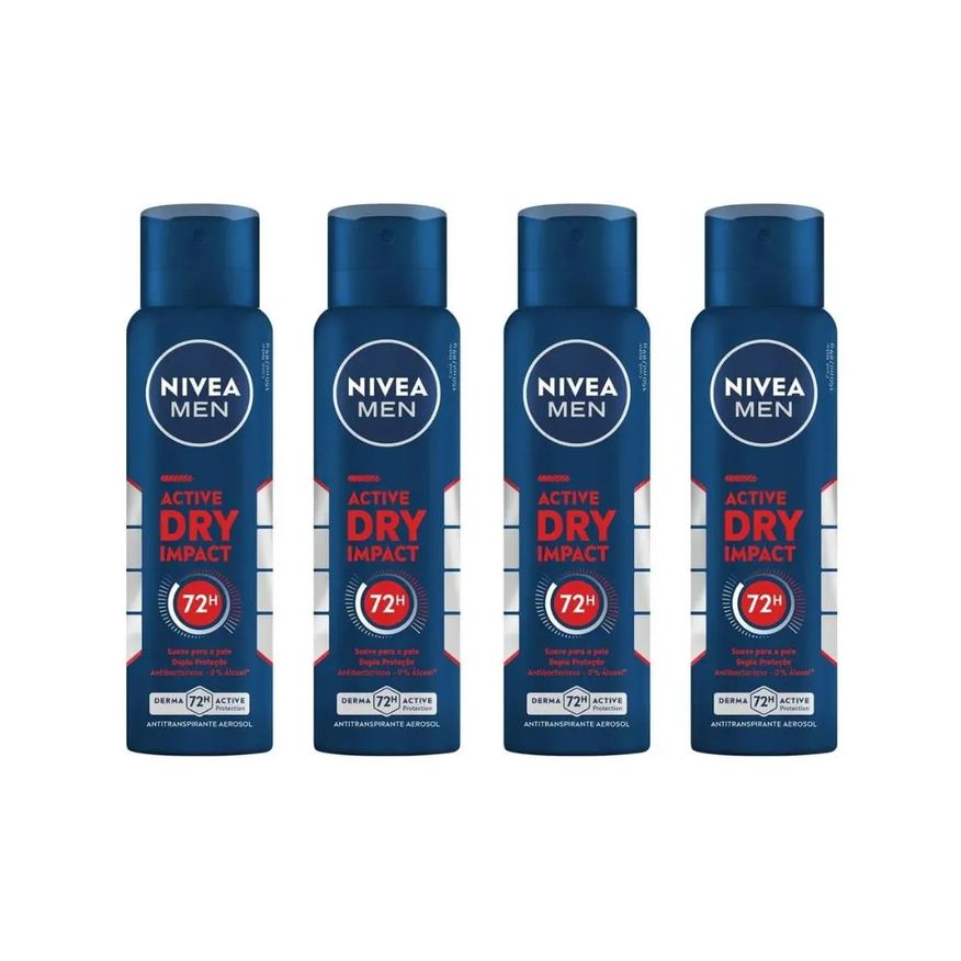 Nivea Desodorante Aero 150ml Masc Dry Impact - Kit C / 4un