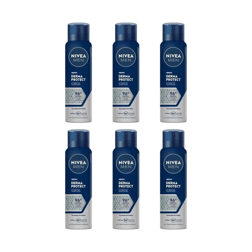 Nivea Desodorante Aero 150ml Masc Clin Derma Prot - Kit C / 6un
