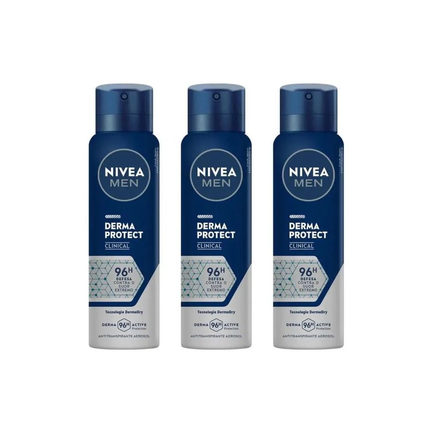 Nivea Desodorante Aero 150ml Masc Clin Derma Prot - Kit C / 3un