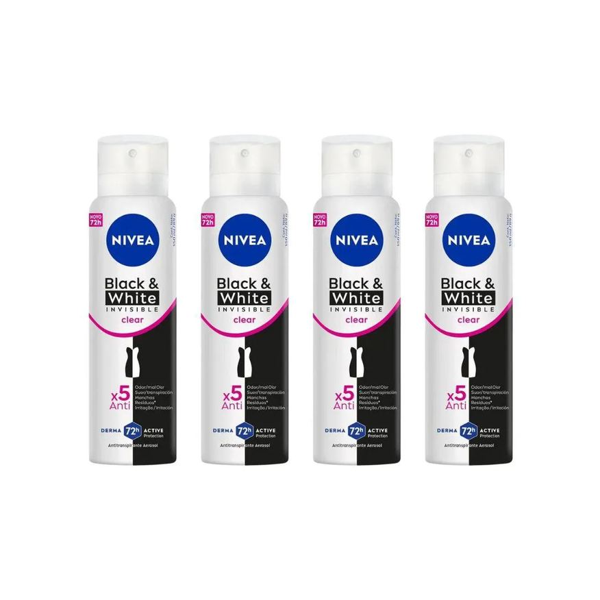 Nivea Desodorante Aero 150ml Fem Invisible Black e White - 4un