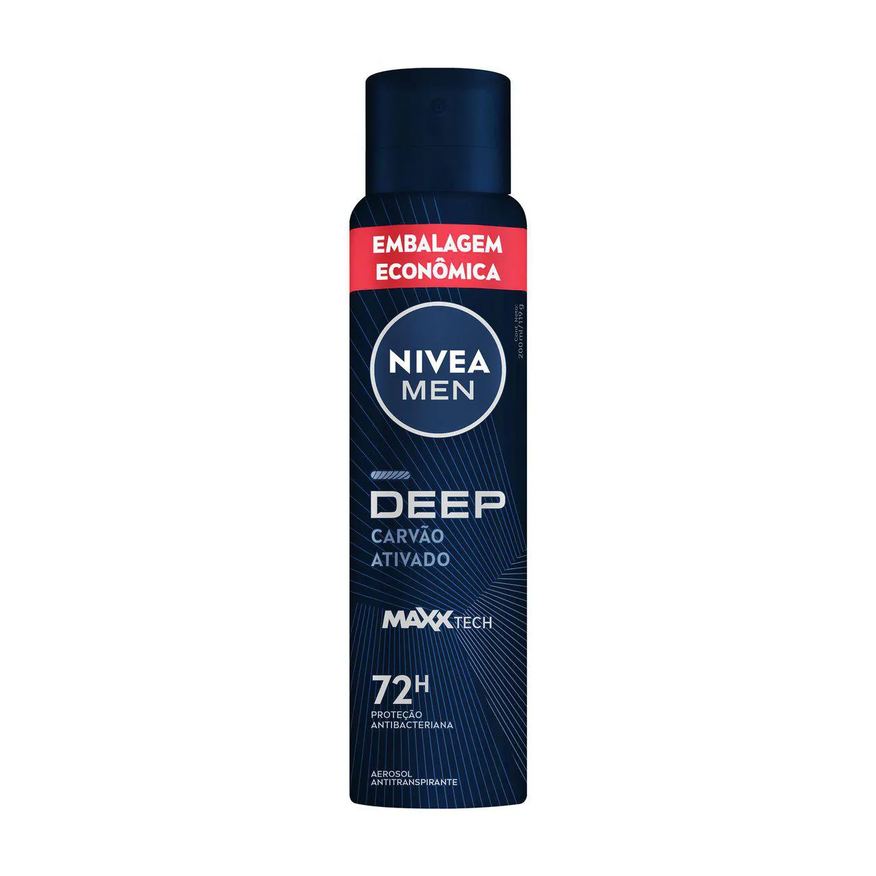 Nivea Desodorante Antitranspirante Aerossol Men Deep Maxxtech Carvão Ativado Masculino 72h 200ml