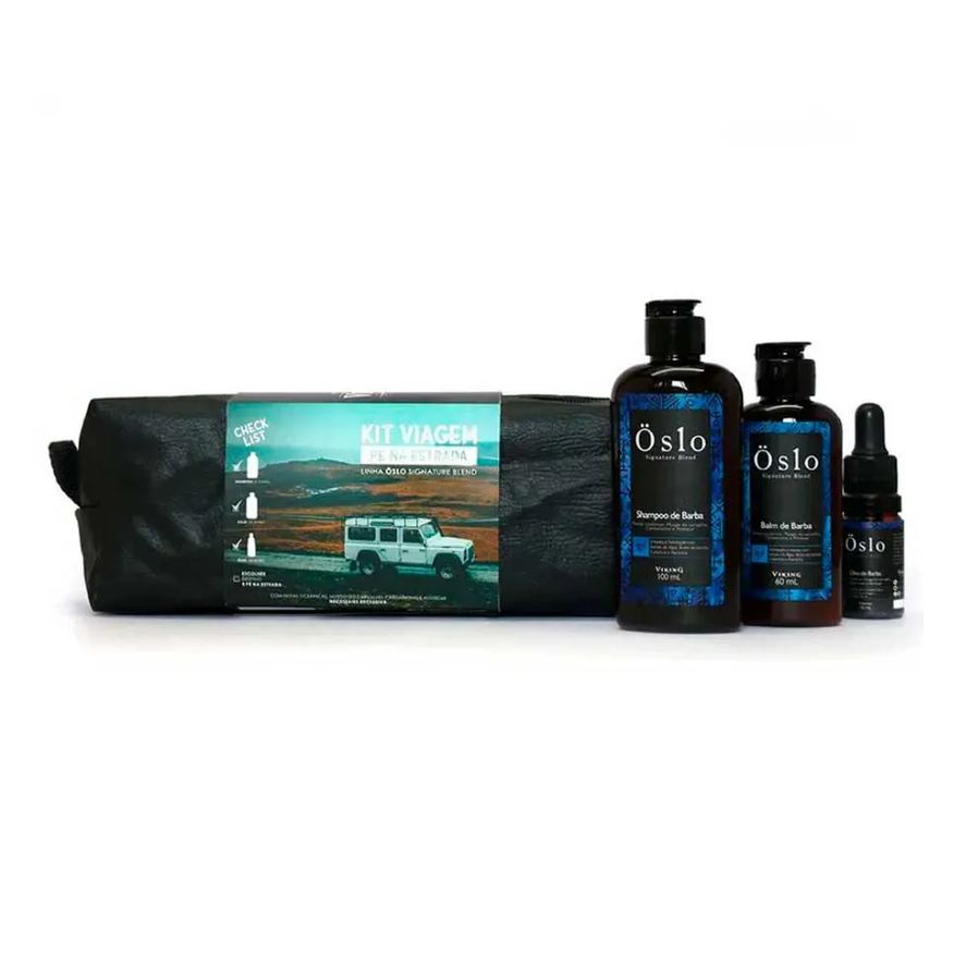 Viking Kit Necessaire + Shampoo + Balm + Óleo de Barba Linha Oslo